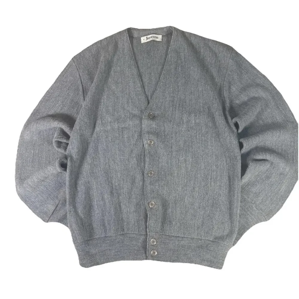 Vintage Jantzen Cardigan Sweater Knit 80s USA Kurt Grandpa Grunge Cobain Medium